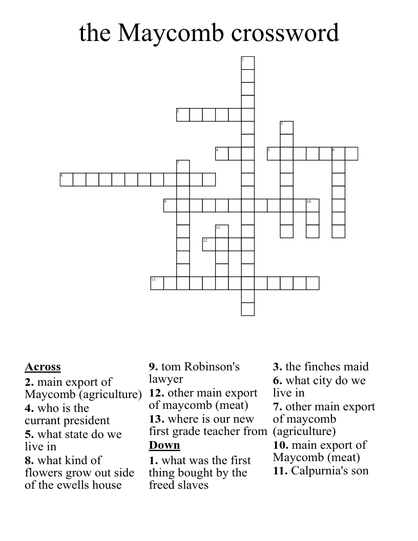 the Maycomb crossword
