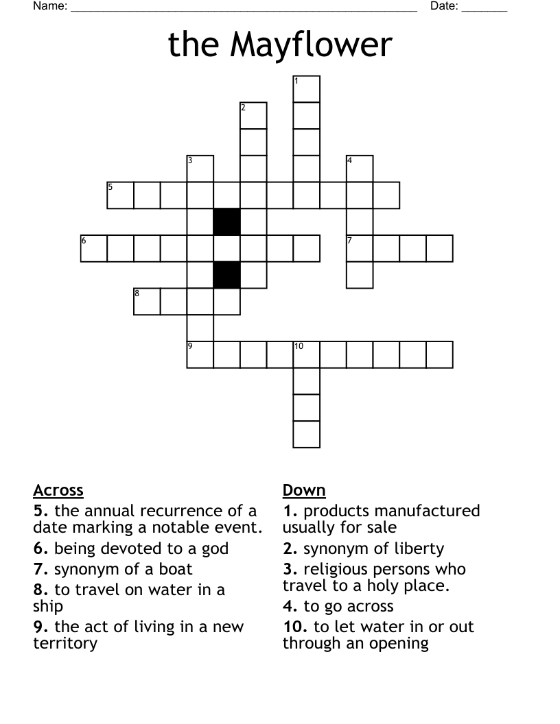 the Mayflower Crossword