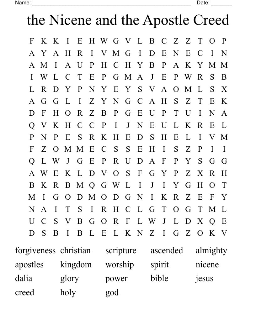 the Nicene and the Apostle Creed Word Search