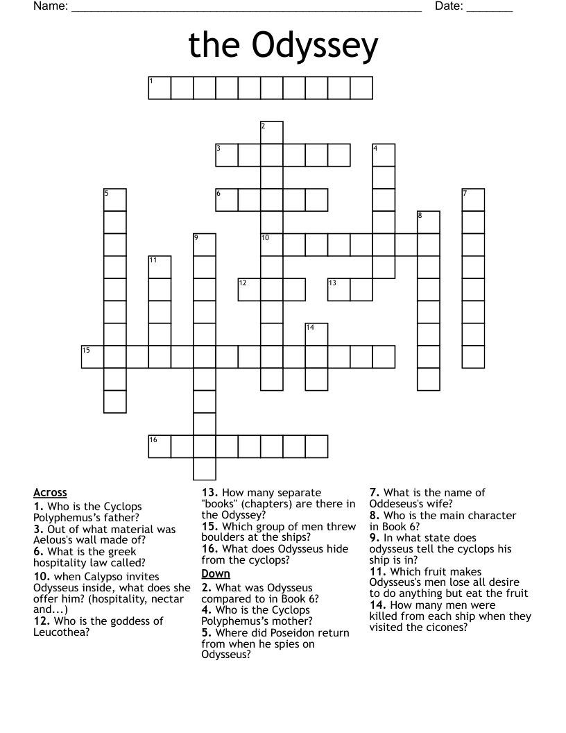 the Odyssey Crossword