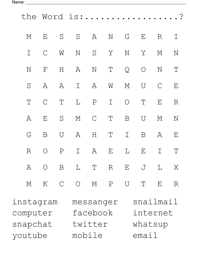 the Word is:..................? Word Search