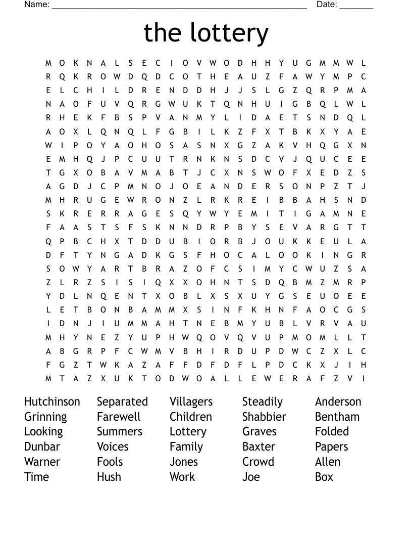 the  lottery  Word Search