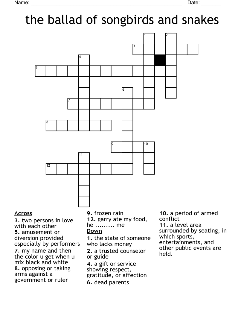 the ballad of songbirds and snakes Crossword