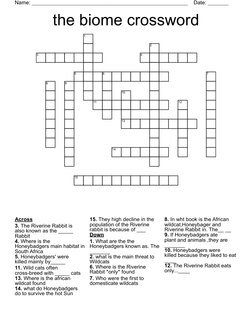 the biome crossword