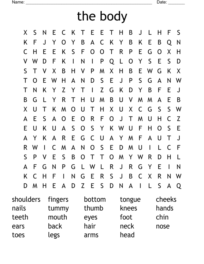 the body Word Search