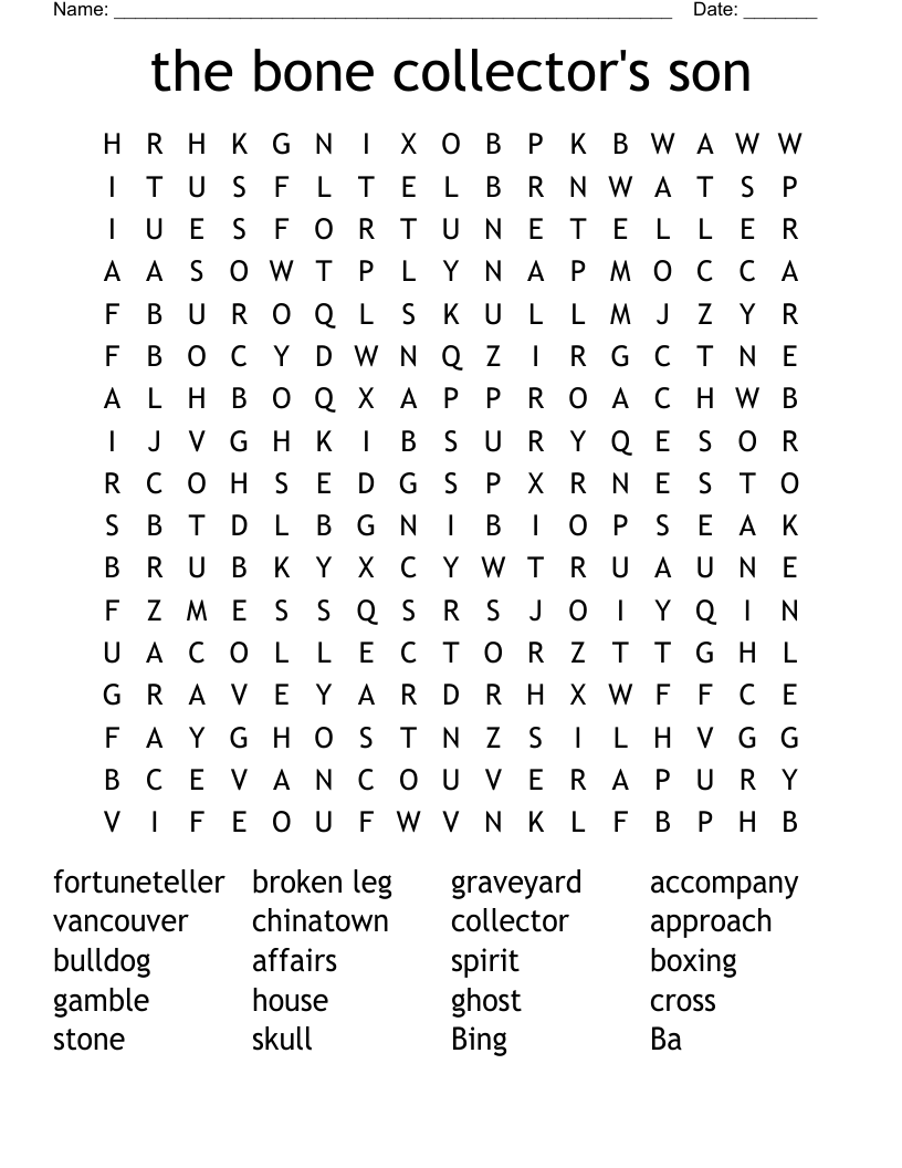 the bone collector's son Word Search