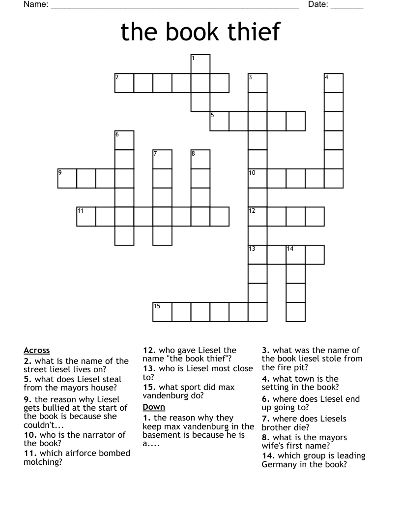 the book thief Crossword
