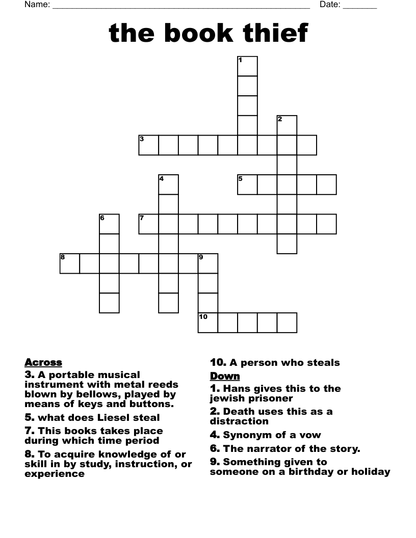 the book thief  Crossword