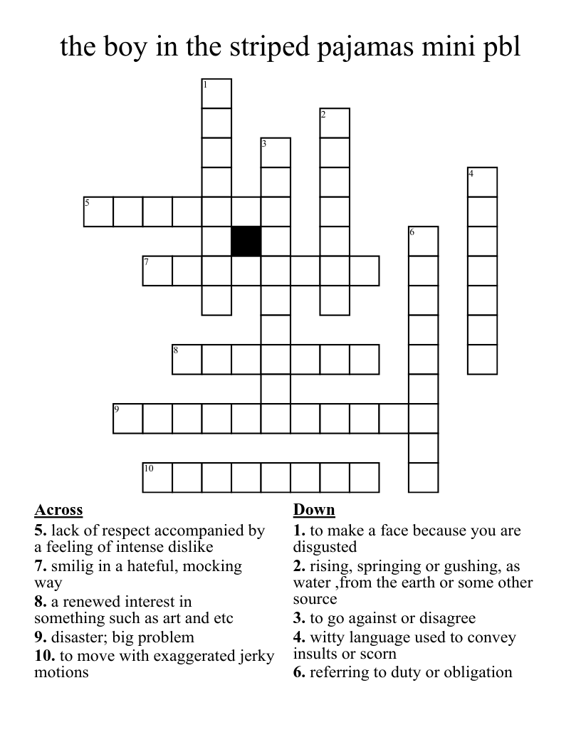 the boy in the striped pajamas mini pbl Crossword