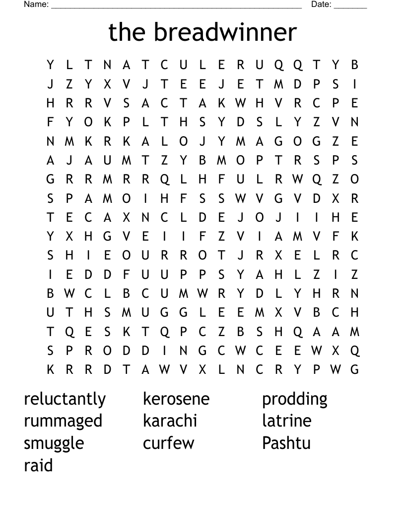 the breadwinner Word Search