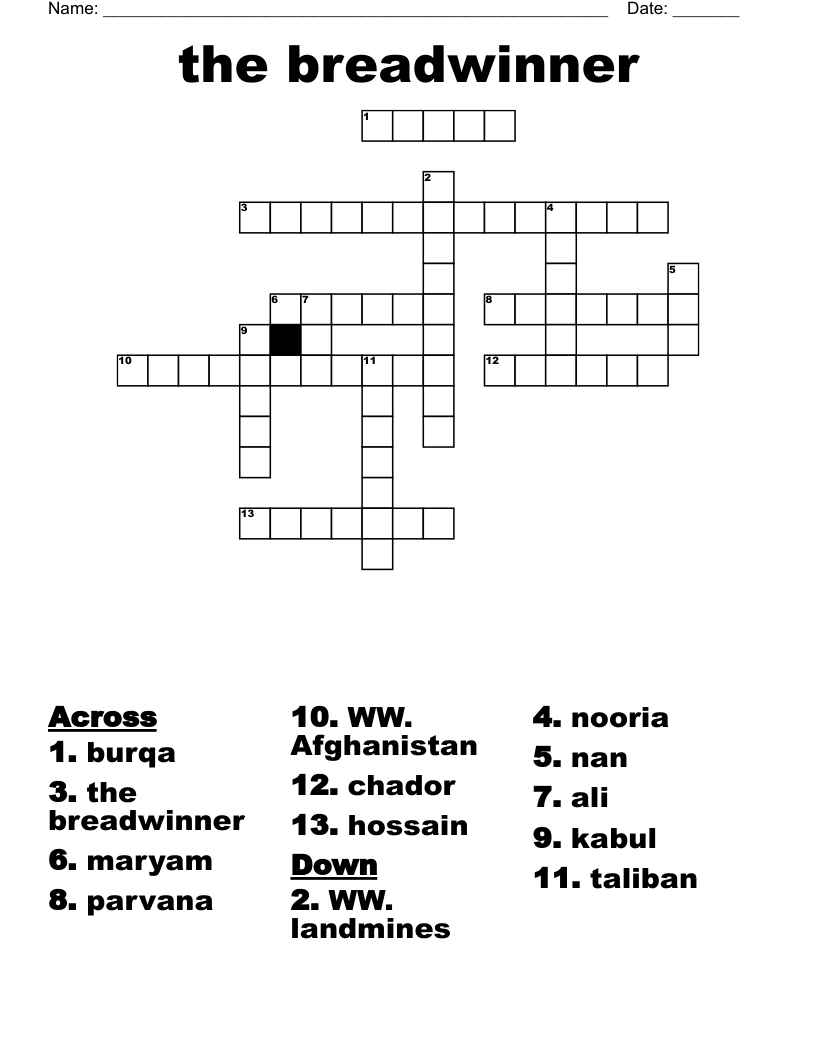 the breadwinner  Crossword