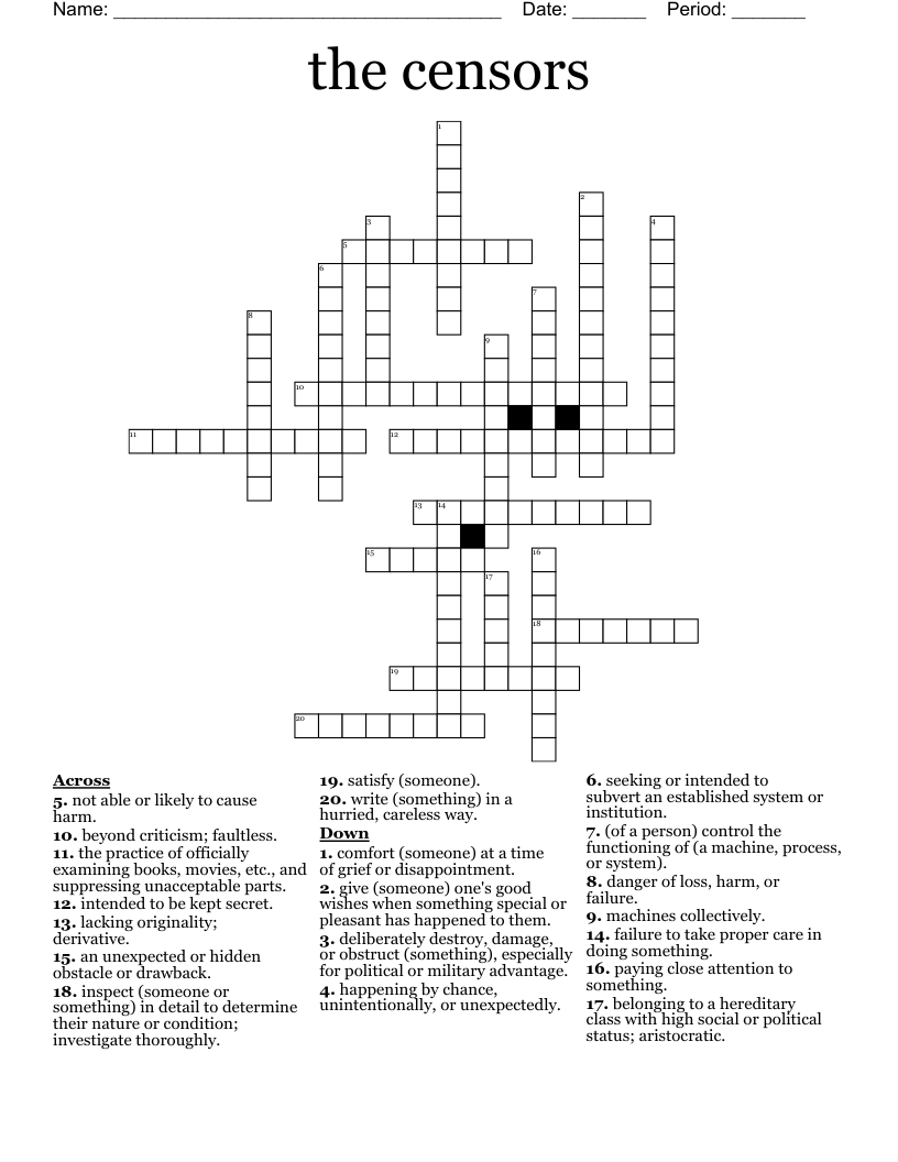 the censors  Crossword