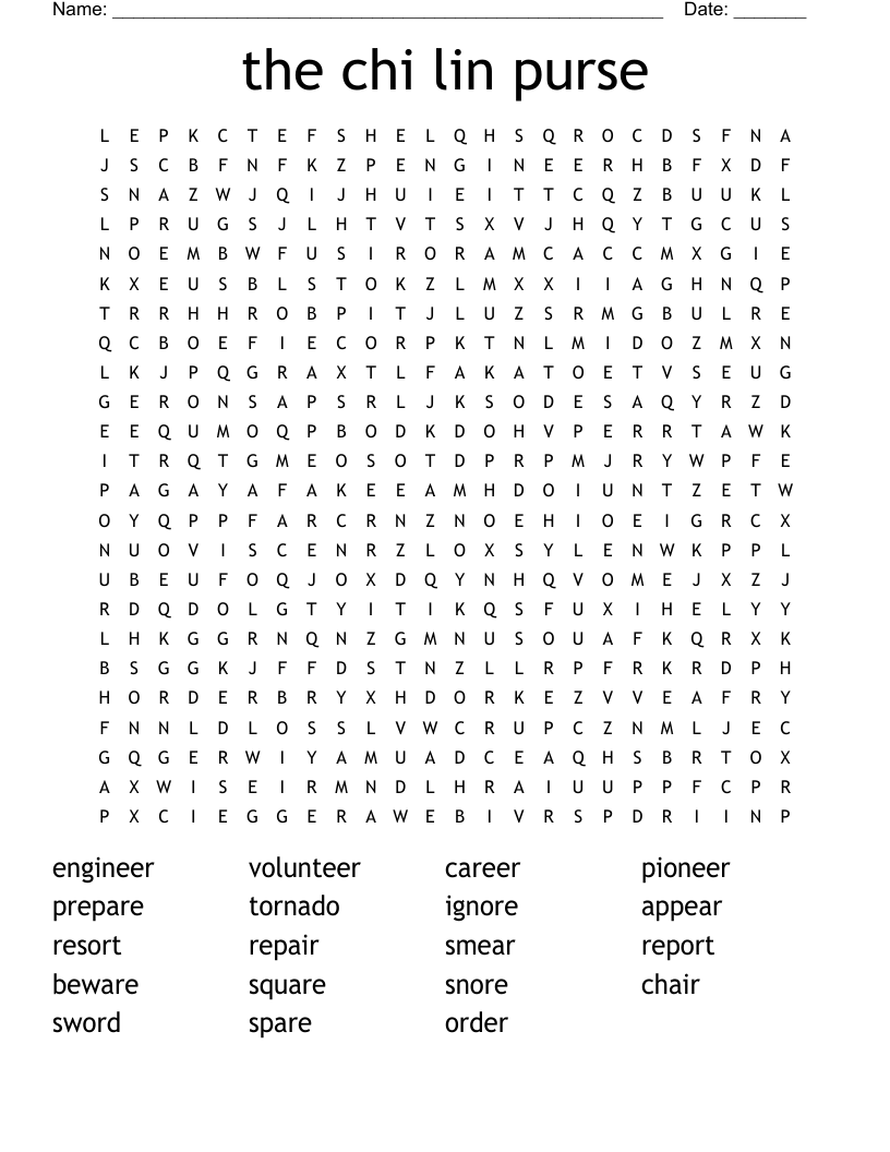 the chi lin purse Word Search