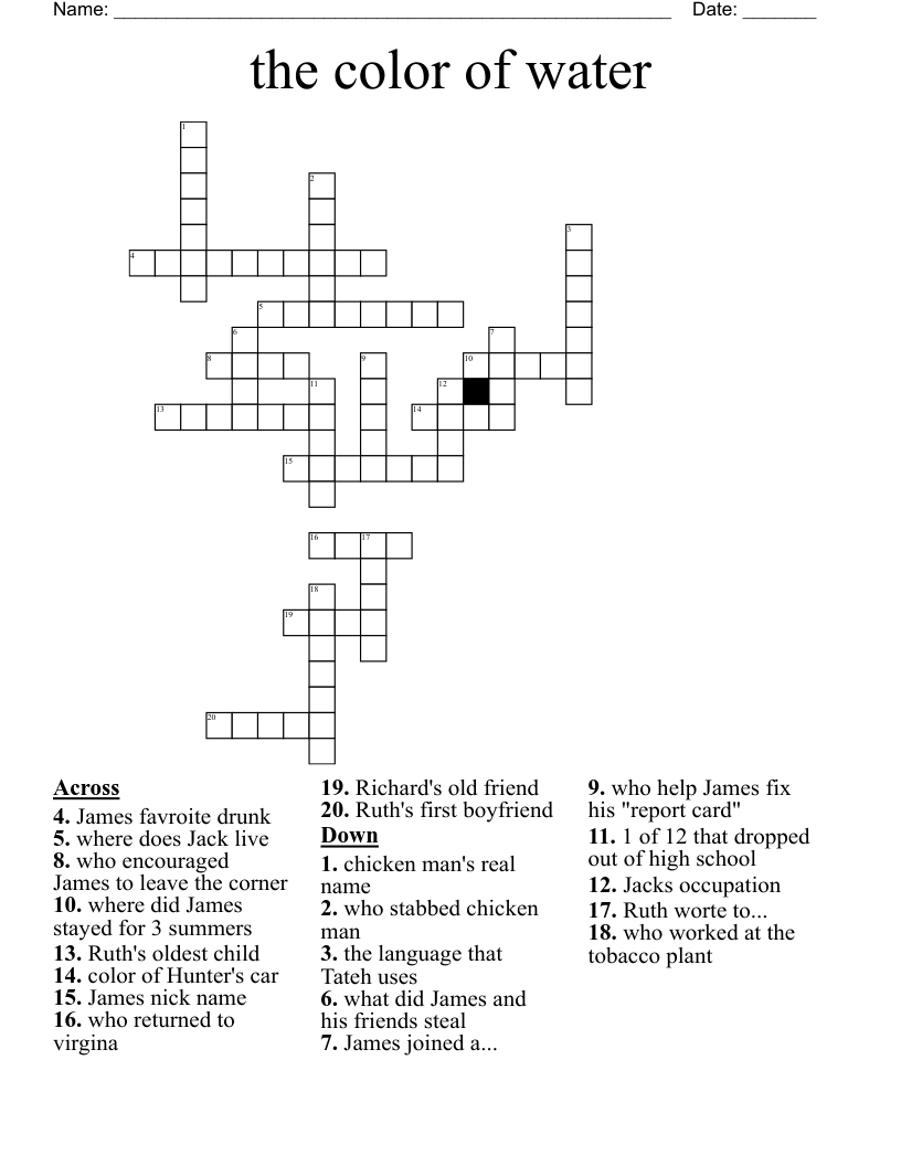 the color of water Crossword