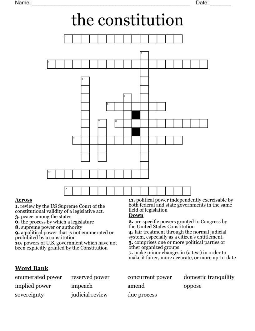 the constitution Crossword