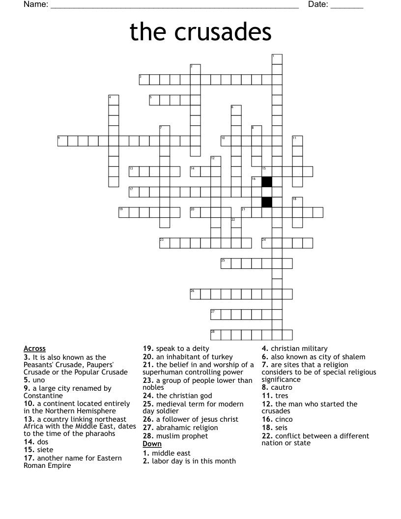 the crusades  Crossword