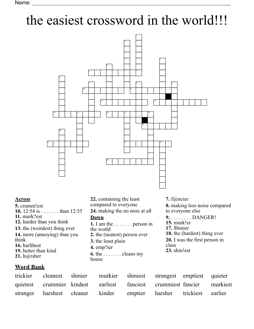the easiest crossword in the world!!!