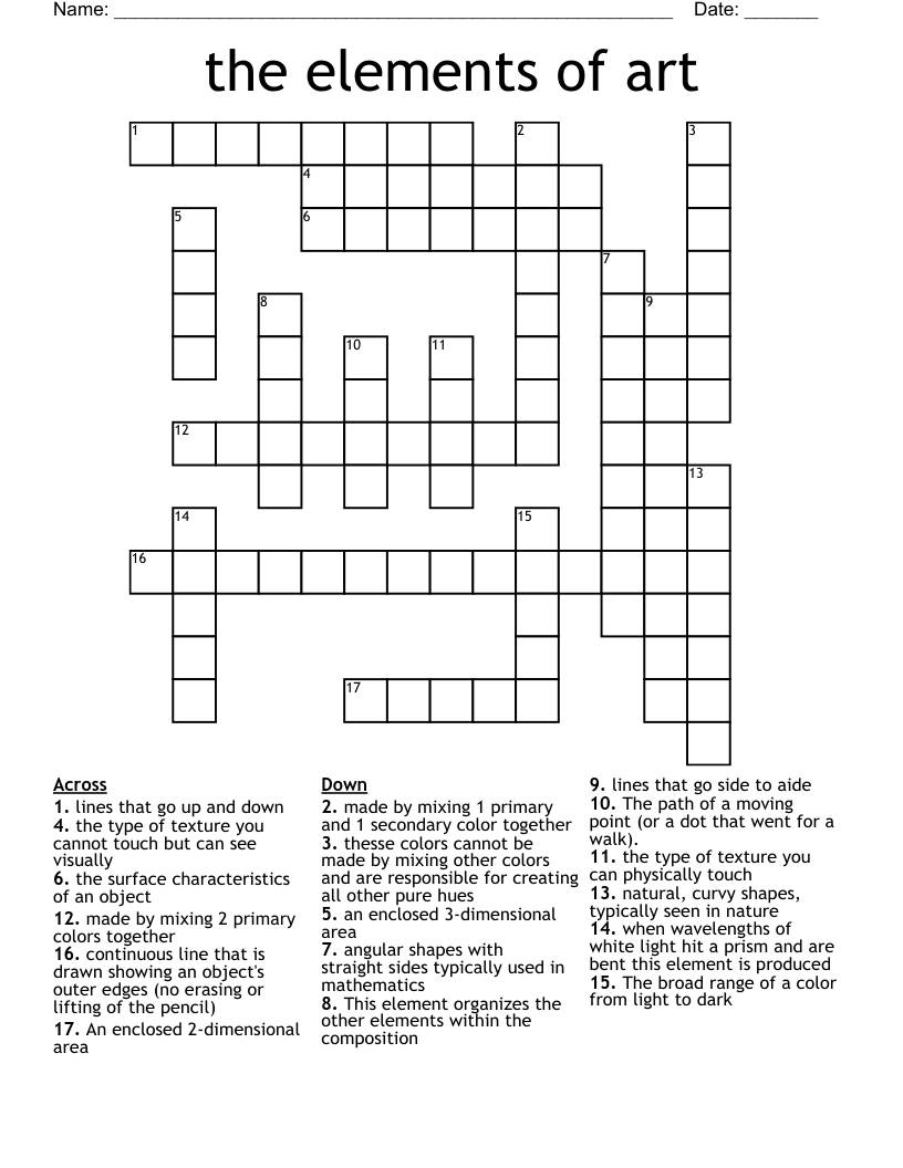 the elements of art Crossword