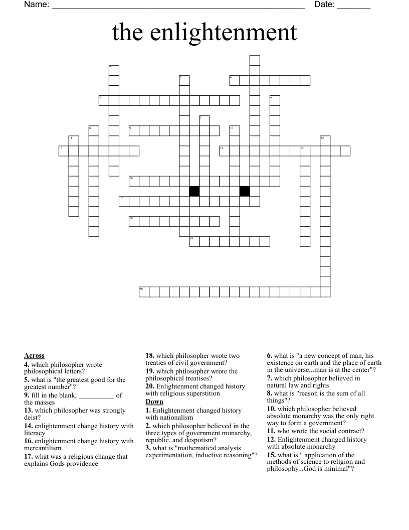 the enlightenment Crossword