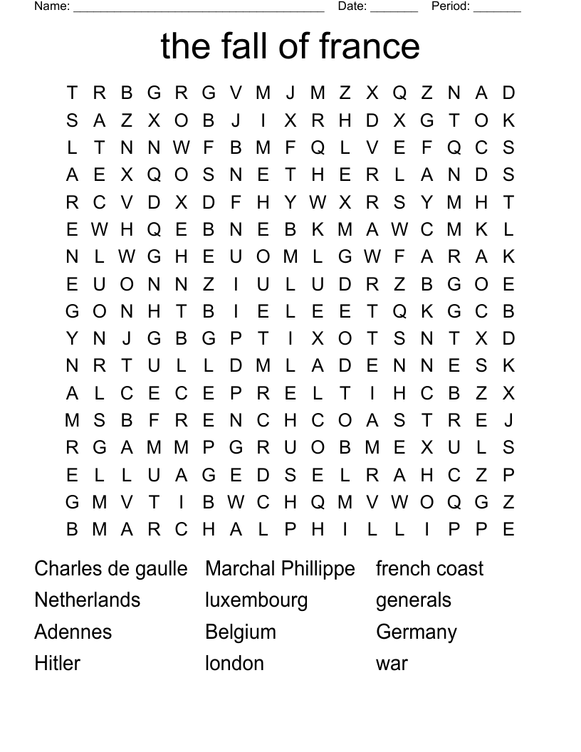 the fall of france  Word Search