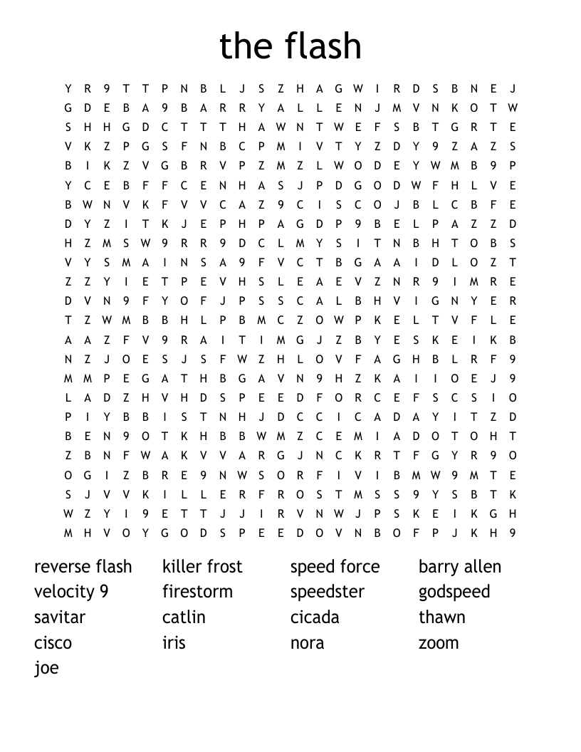 the flash Word Search