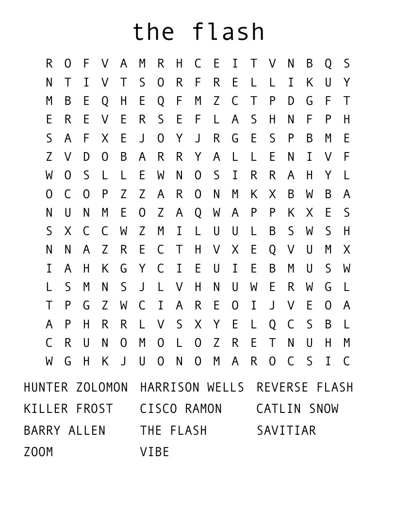 the flash Word Search