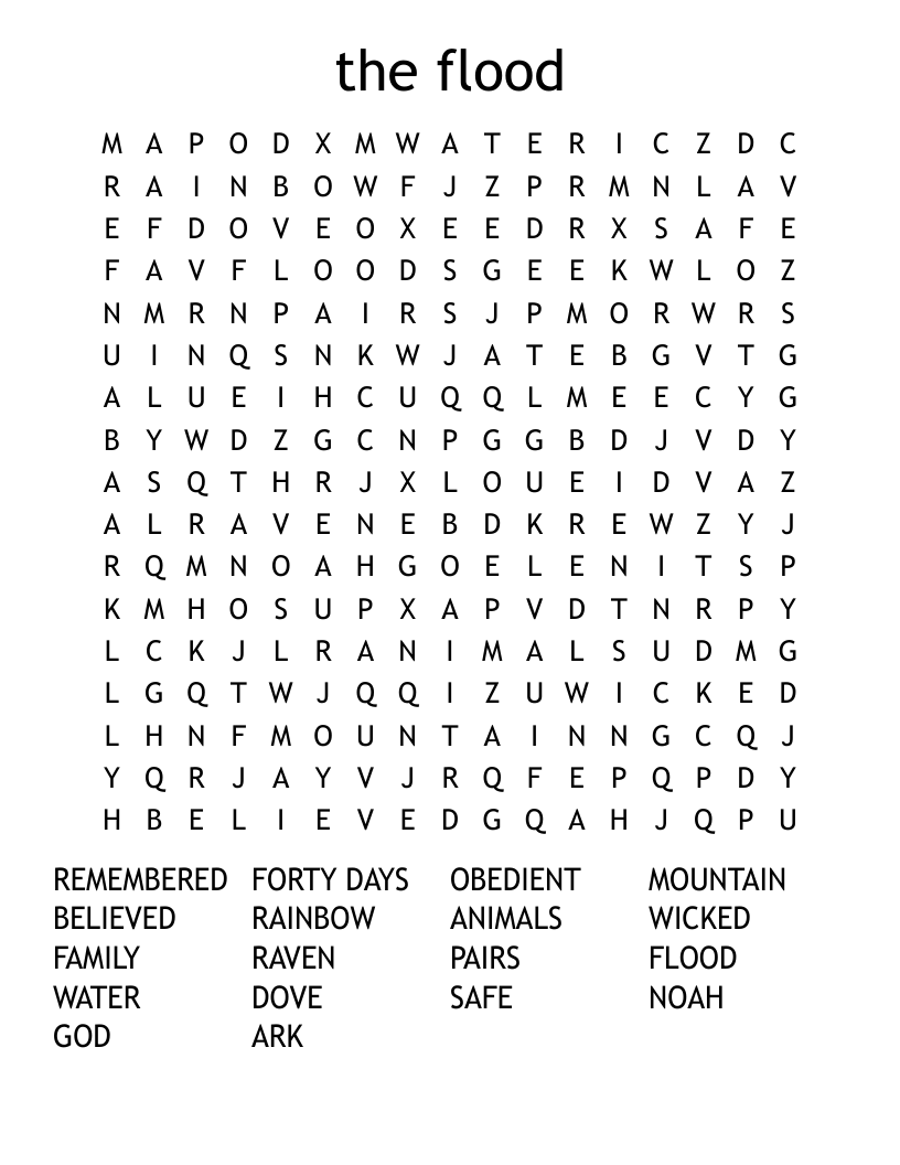the flood Word Search