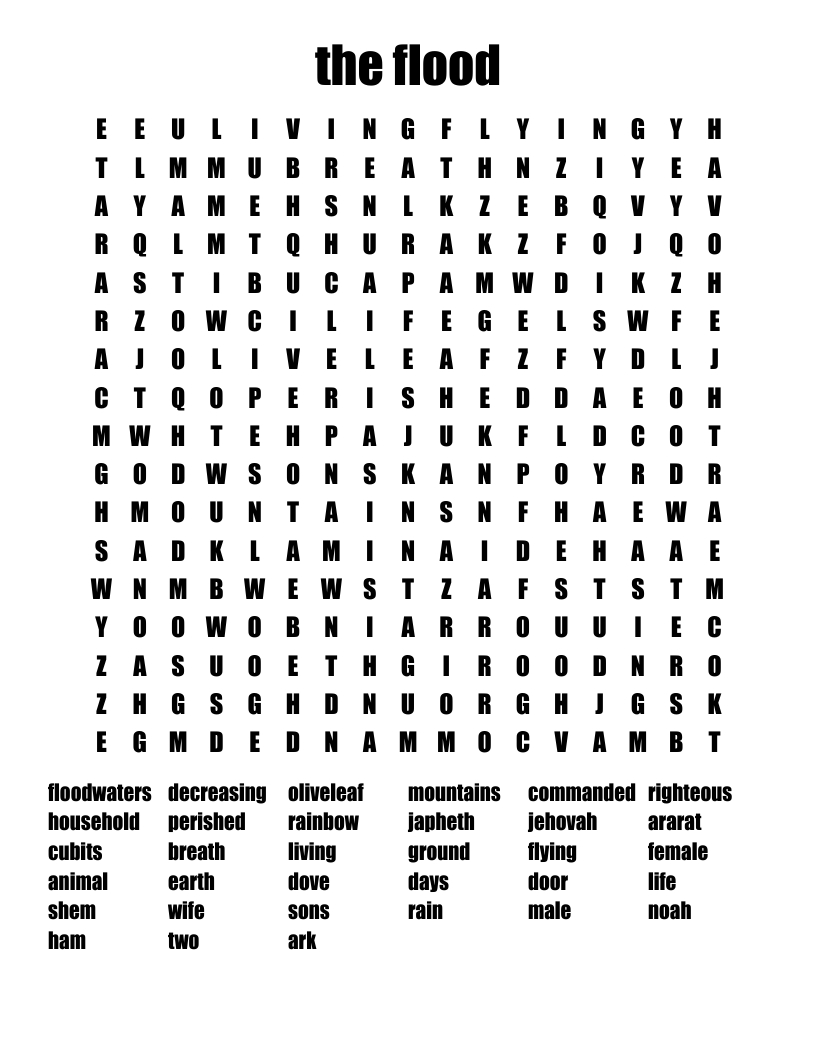 the flood Word Search