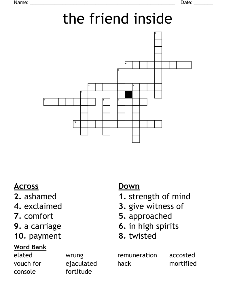 the friend inside Crossword
