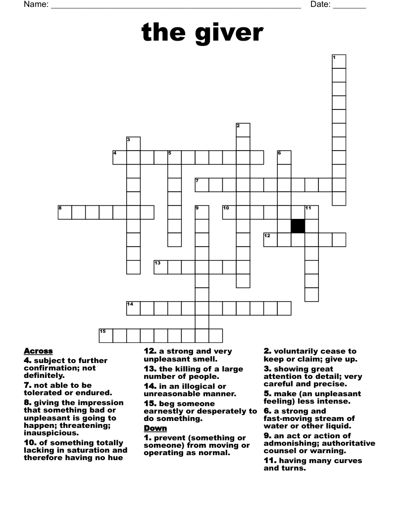 the giver Crossword
