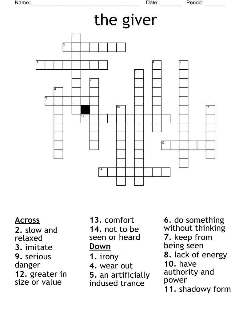 the giver Crossword