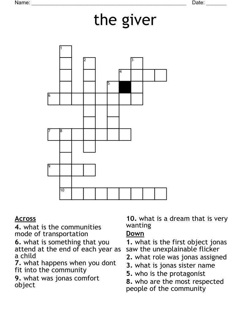 the giver Crossword