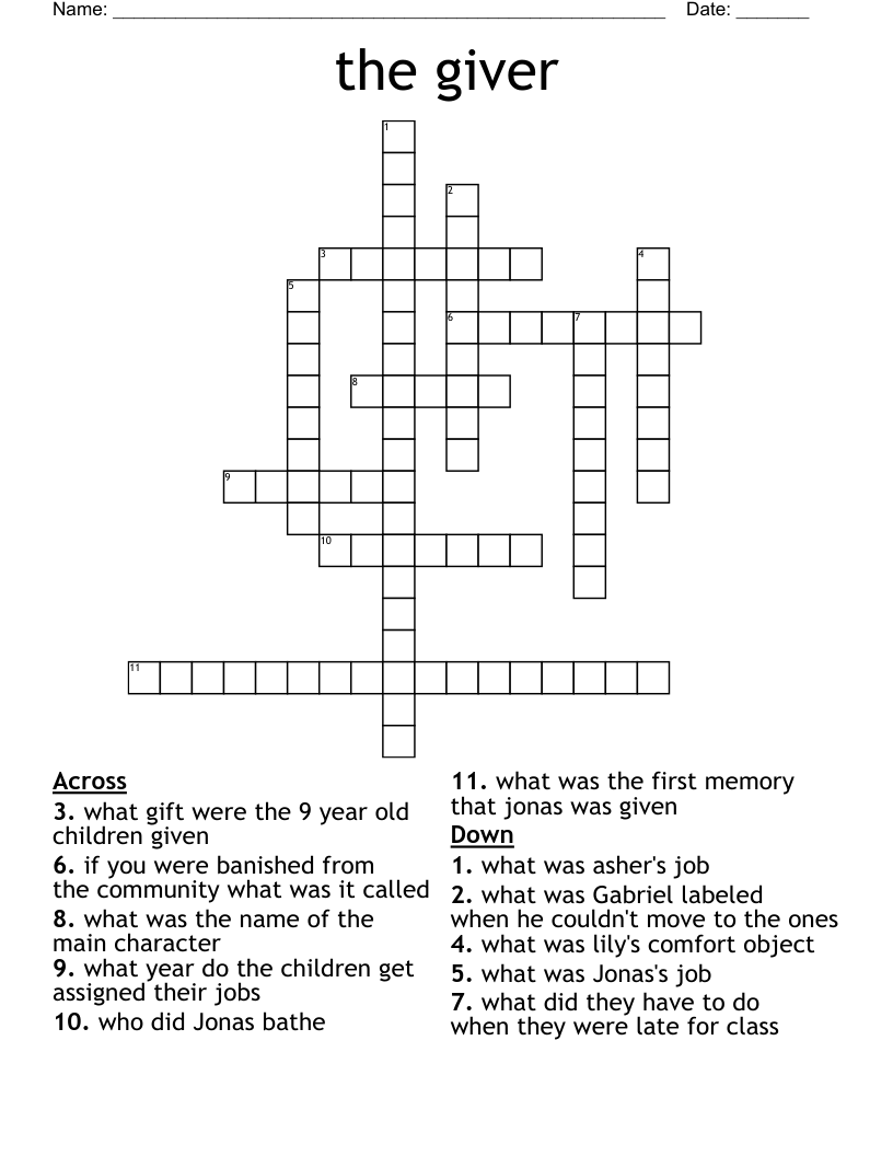 the giver Crossword