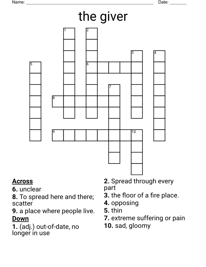 the giver  Crossword