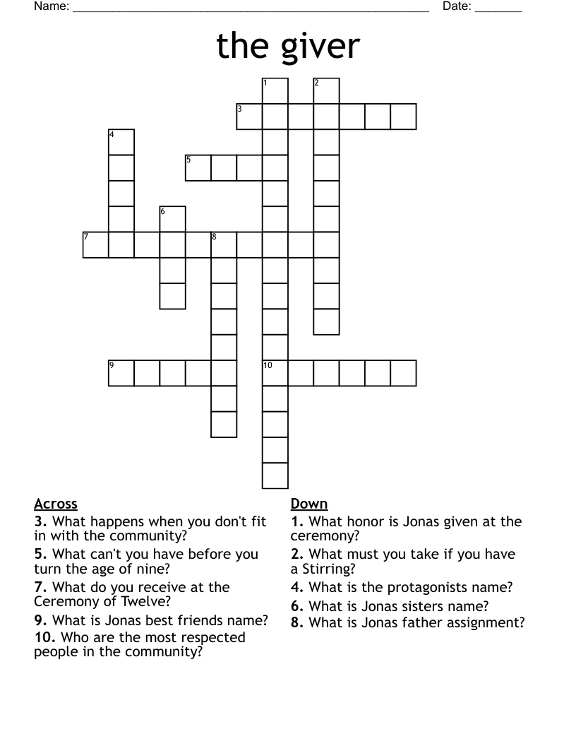 the giver  Crossword