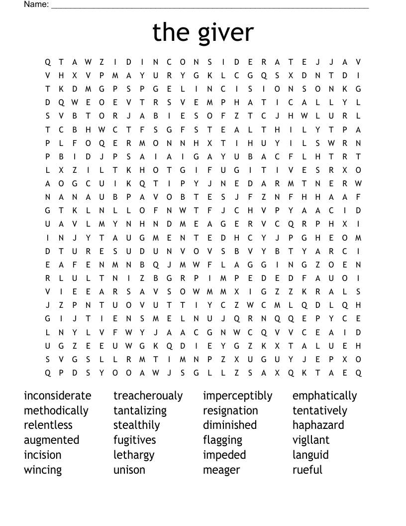 the giver  Word Search