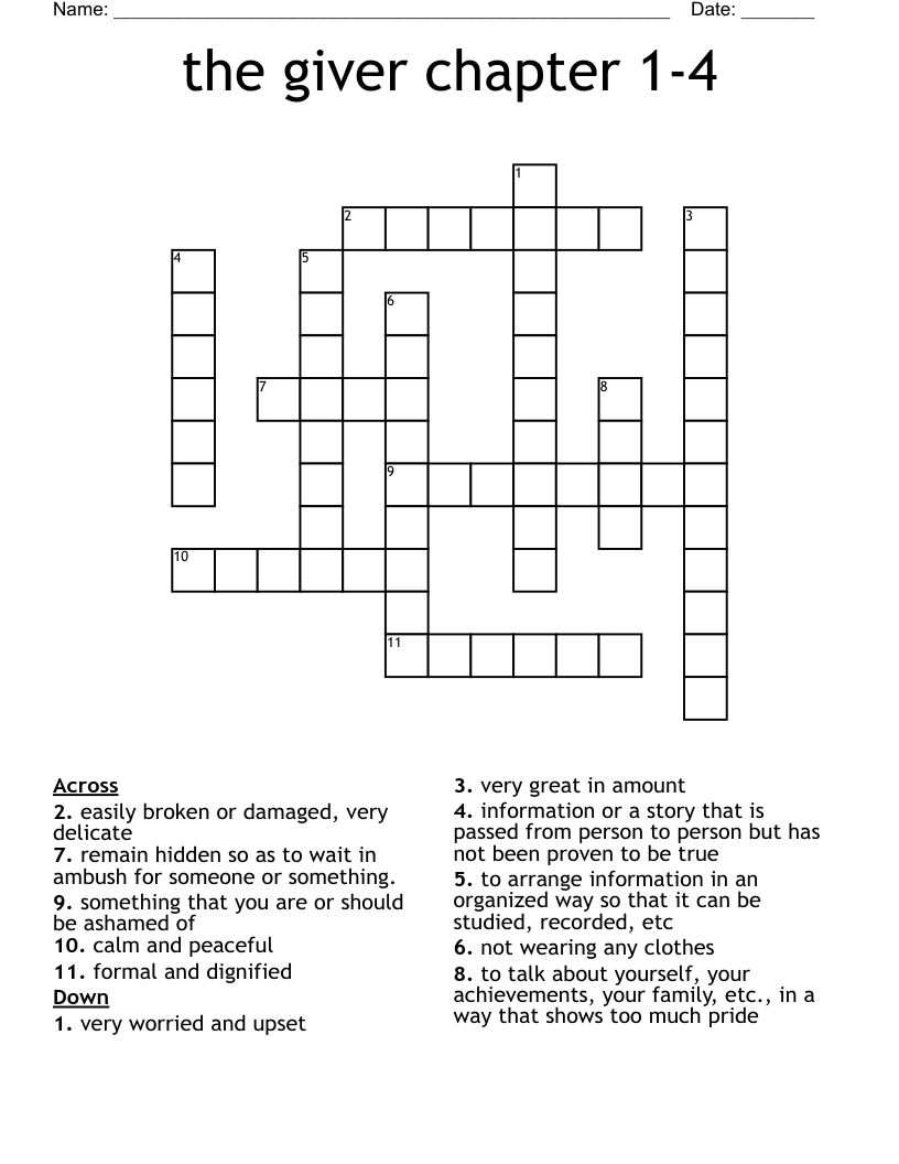 the giver chapter 1-4  Crossword