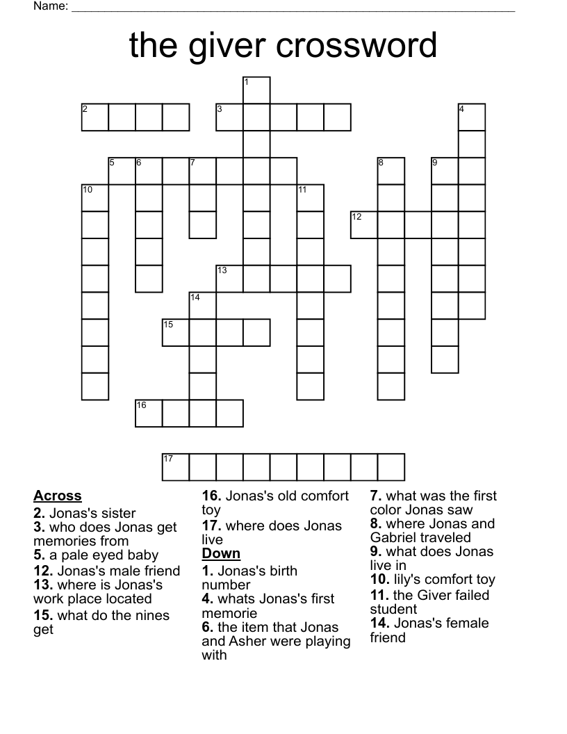 the giver crossword