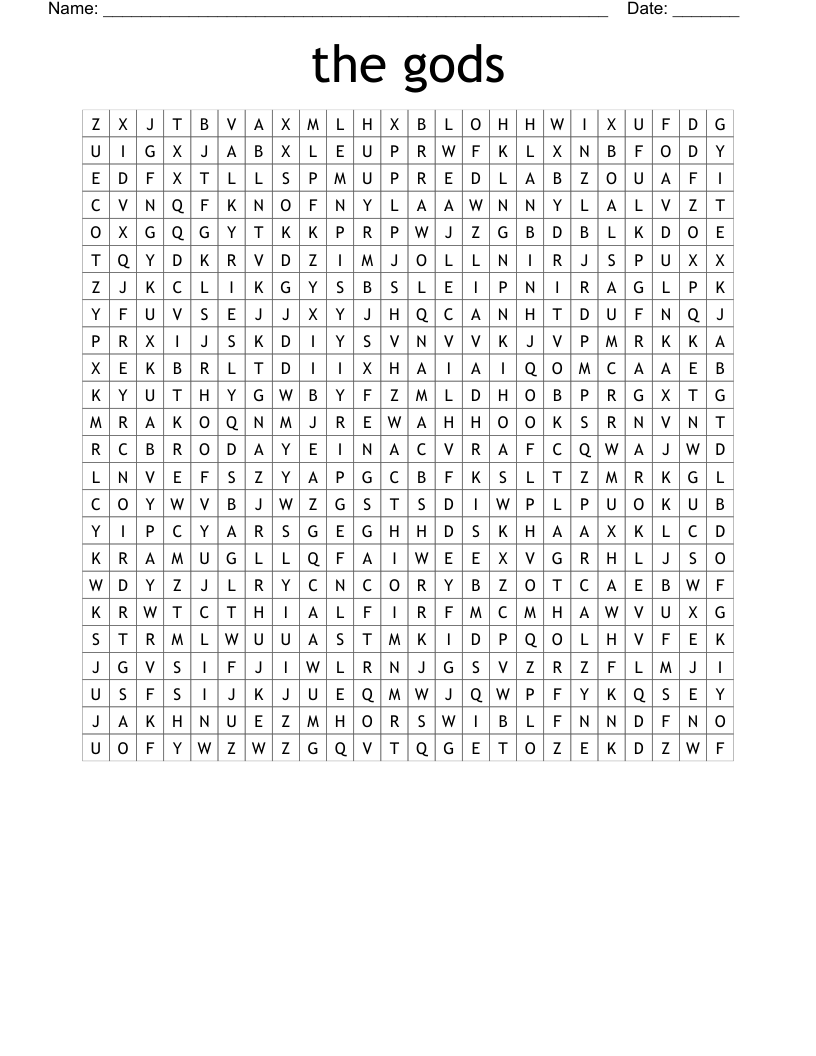 the gods Word Search