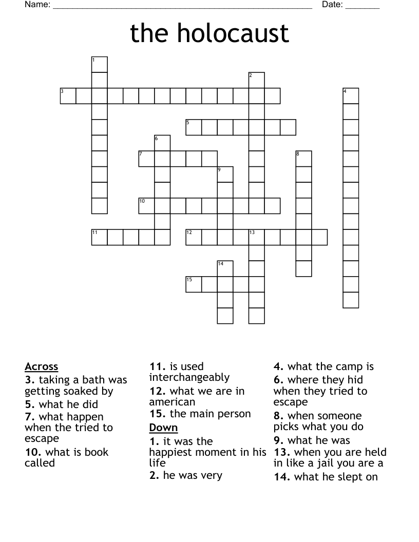 the holocaust  Crossword
