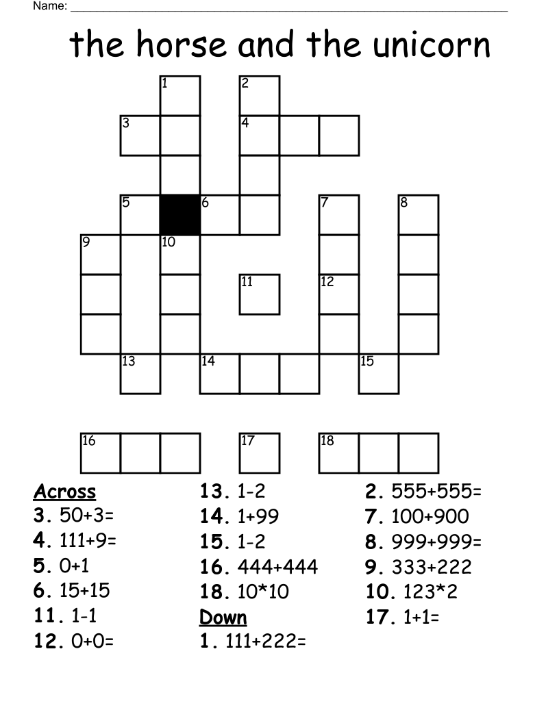 the horse and the unicorn Crossword
