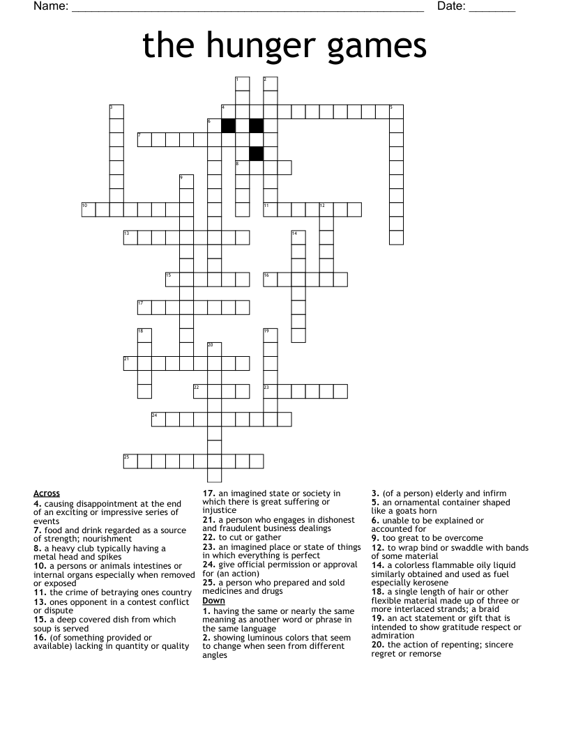 the hunger games Crossword