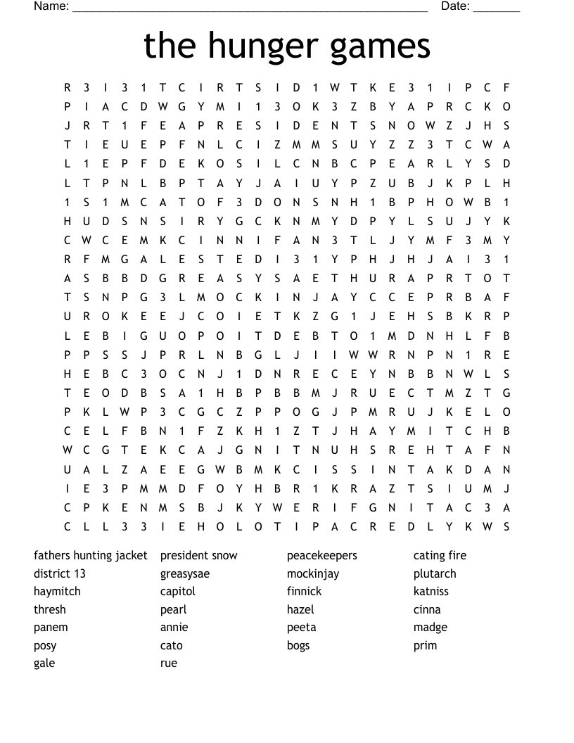 the hunger games Word Search
