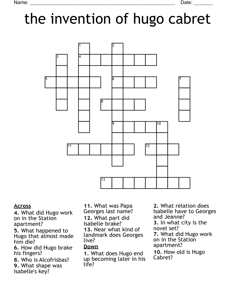 the invention of hugo cabret Crossword