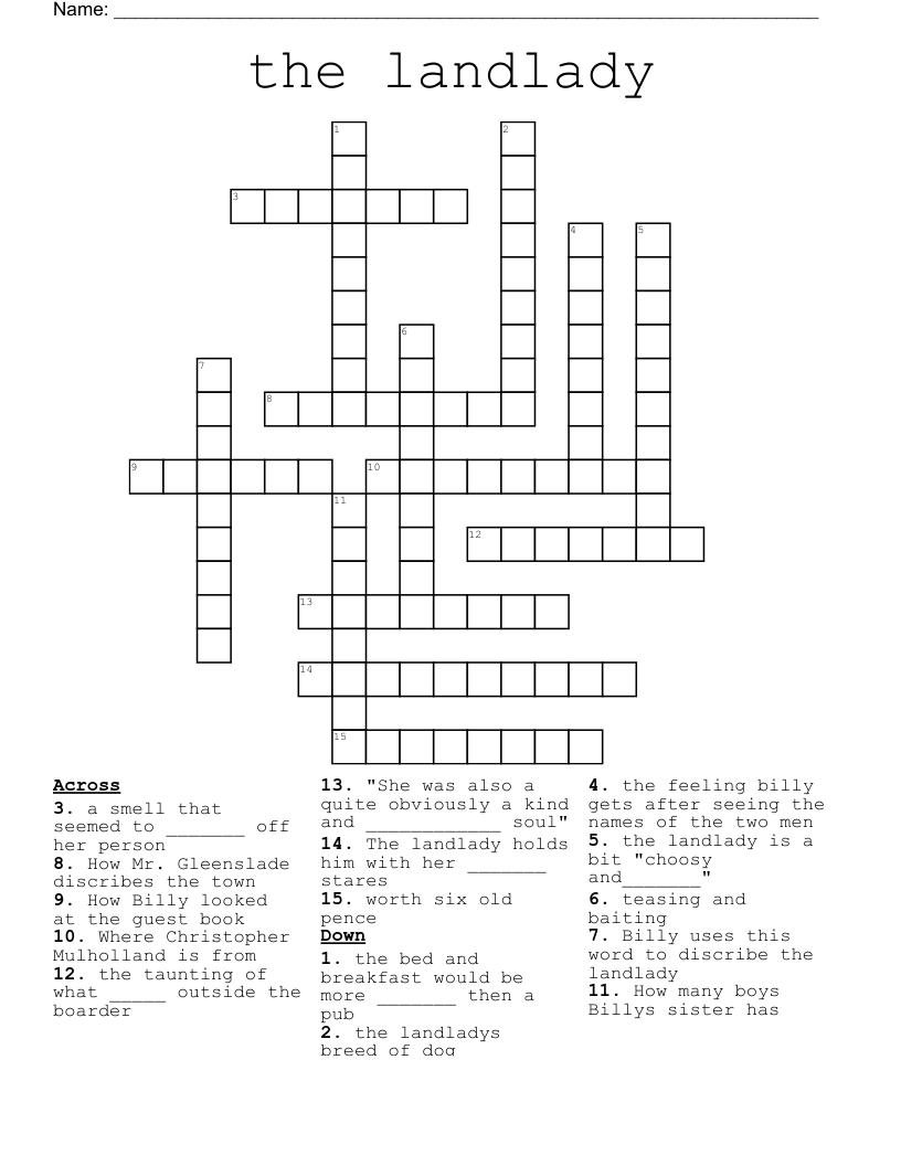the landlady Crossword