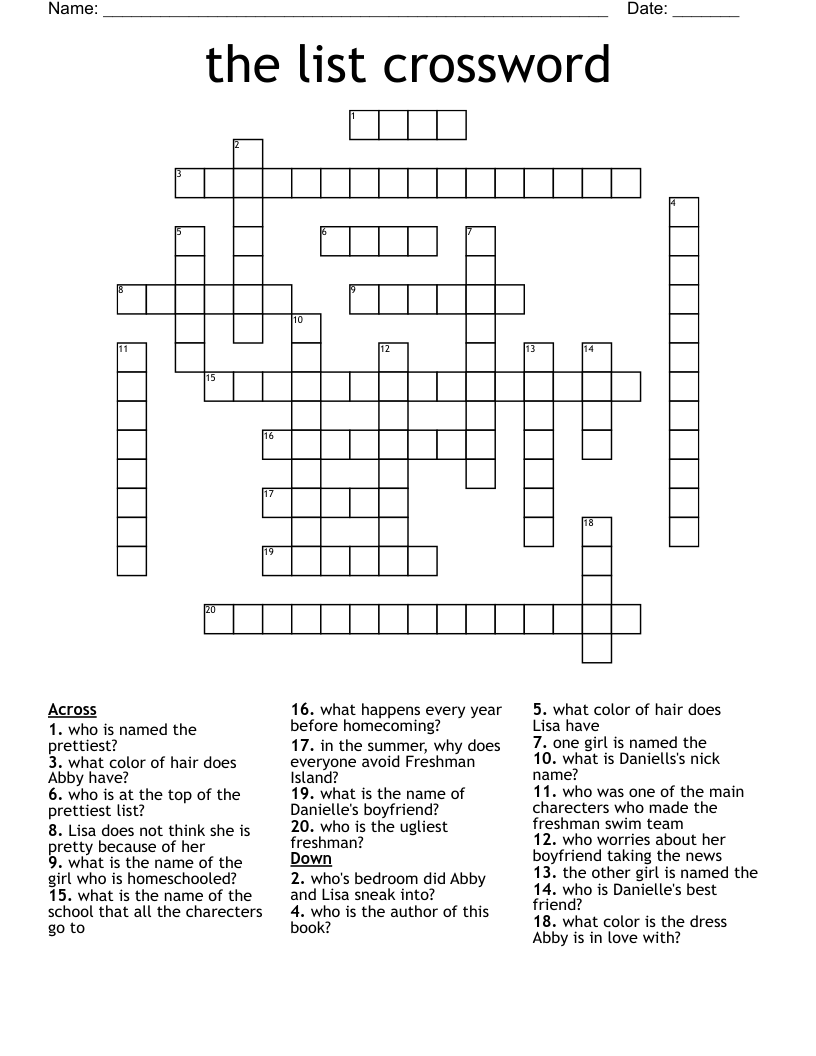 the list crossword