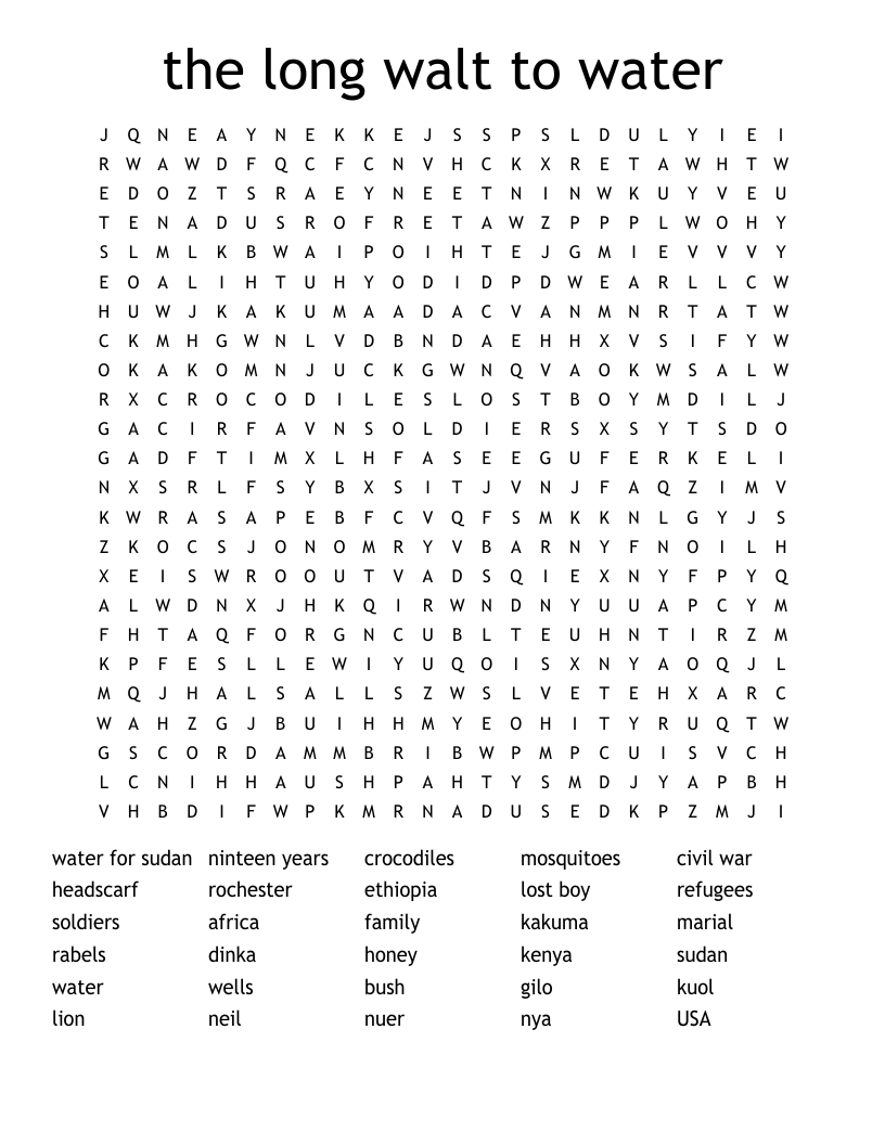 the long walt to water Word Search