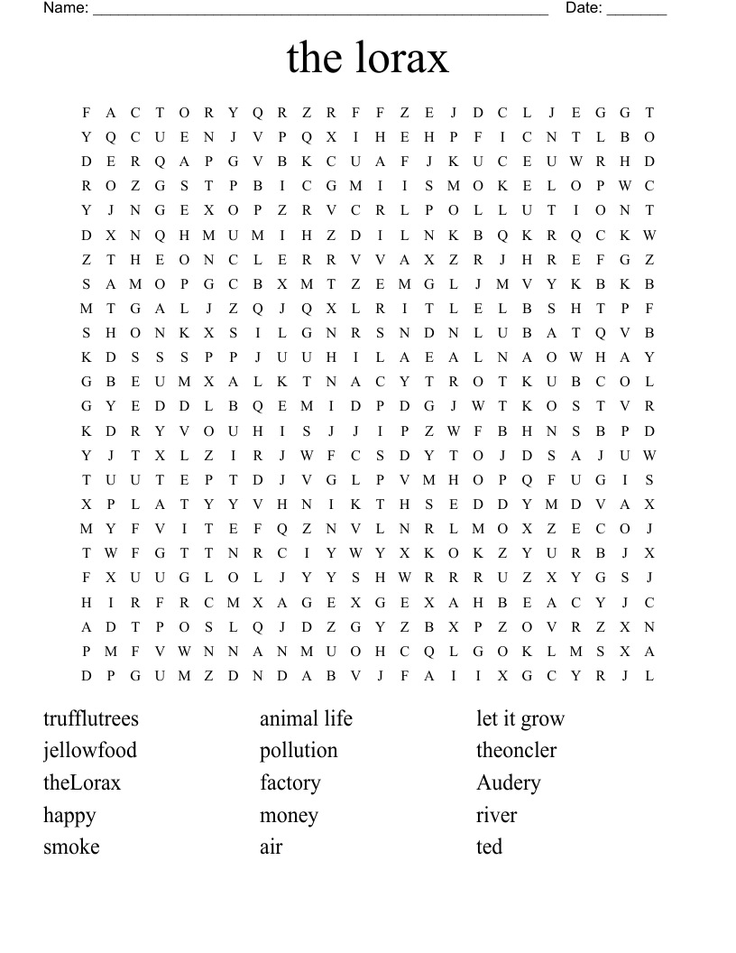the lorax Word Search