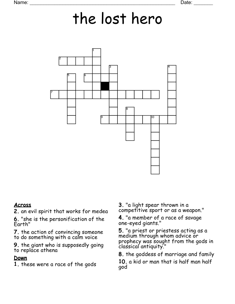 the lost hero Crossword