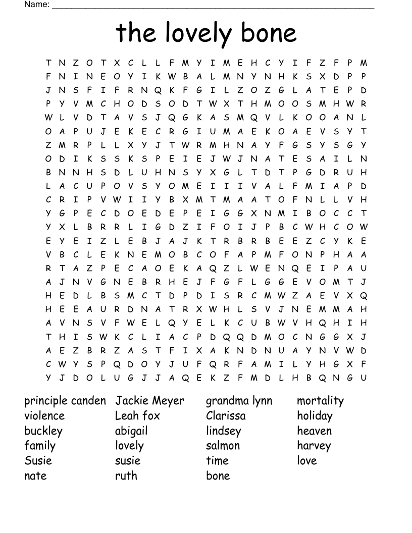the lovely bone  Word Search